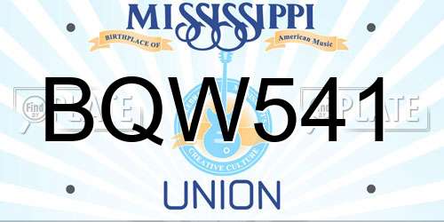 BQW541 Mississippi License Plate