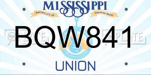 BQW841 Mississippi License Plate