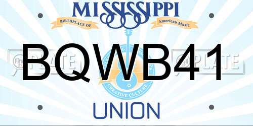 BQWB41 Mississippi License Plate