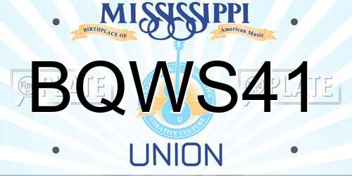 BQWS41 Mississippi License Plate
