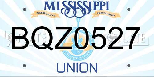 BQZ0527 Mississippi License Plate