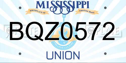 BQZ0572 Mississippi License Plate