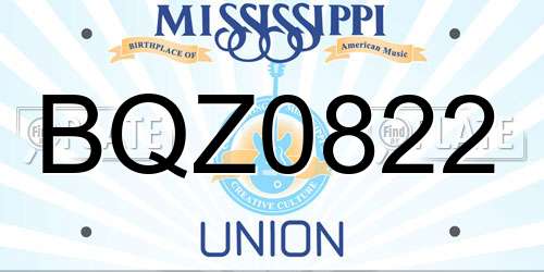 BQZ0822 Mississippi License Plate
