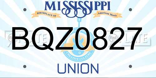 BQZ0827 Mississippi License Plate