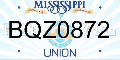 BQZ0872 Mississippi License Plate