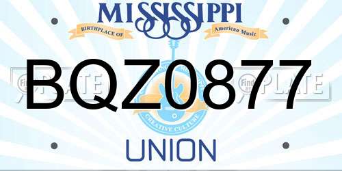 BQZ0877 Mississippi License Plate