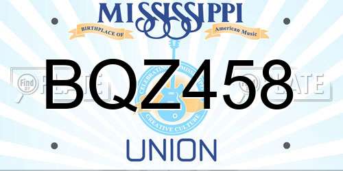 BQZ458 Mississippi License Plate