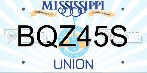 BQZ45S Mississippi License Plate