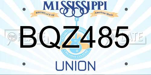 BQZ485 Mississippi License Plate