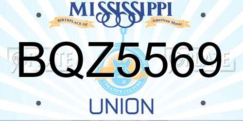 BQZ5569 Mississippi License Plate