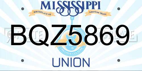 BQZ5869 Mississippi License Plate