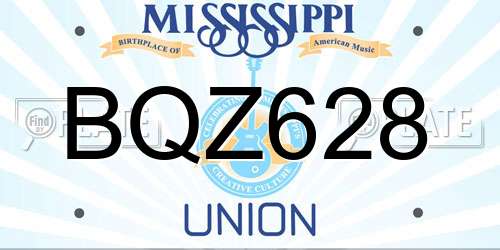 BQZ628 Mississippi License Plate