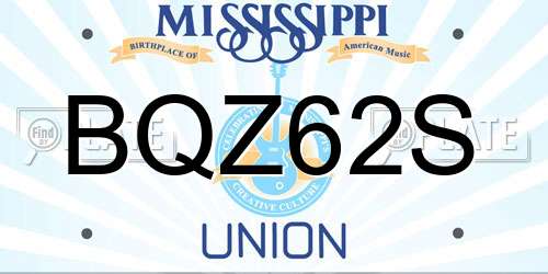 BQZ62S Mississippi License Plate