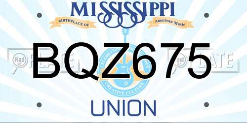 BQZ675 Mississippi License Plate