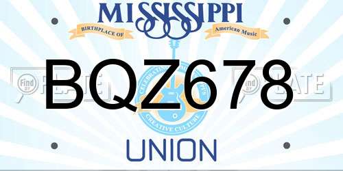 BQZ678 Mississippi License Plate
