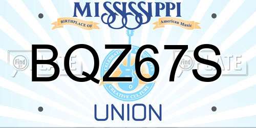 BQZ67S Mississippi License Plate
