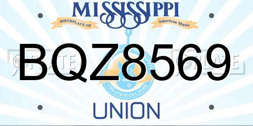 BQZ8569 Mississippi License Plate