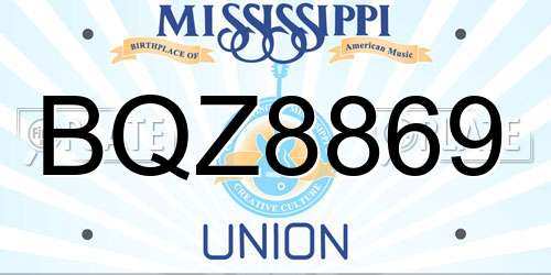 BQZ8869 Mississippi License Plate