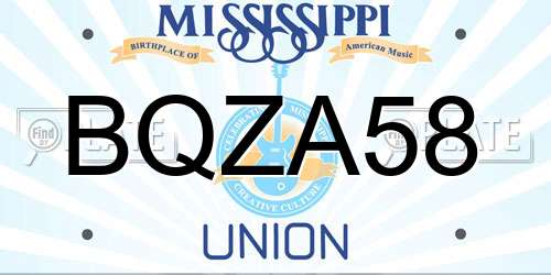 BQZA58 Mississippi License Plate