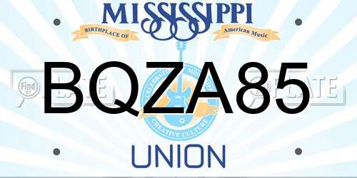 BQZA85 Mississippi License Plate