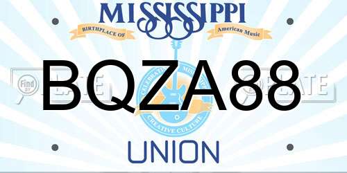 BQZA88 Mississippi License Plate