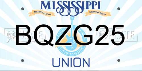 BQZG25 Mississippi License Plate