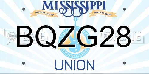 BQZG28 Mississippi License Plate