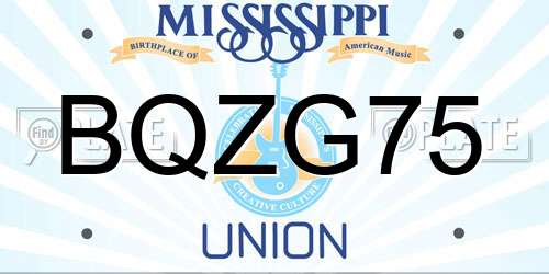BQZG75 Mississippi License Plate
