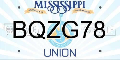 BQZG78 Mississippi License Plate