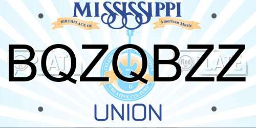BQZQBZZ Mississippi License Plate