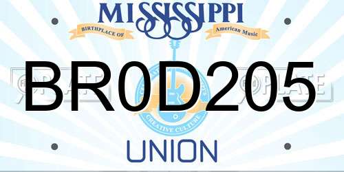 BR0D205 Mississippi License Plate