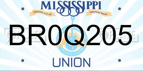 BR0Q205 Mississippi License Plate