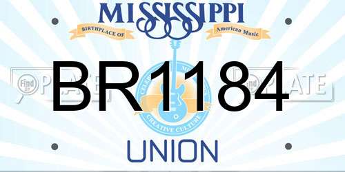 BR1184 Mississippi License Plate