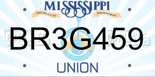 BR3G459 Mississippi License Plate