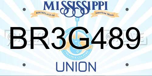 BR3G489 Mississippi License Plate