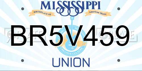 BR5V459 Mississippi License Plate