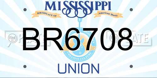 BR6708 Mississippi License Plate