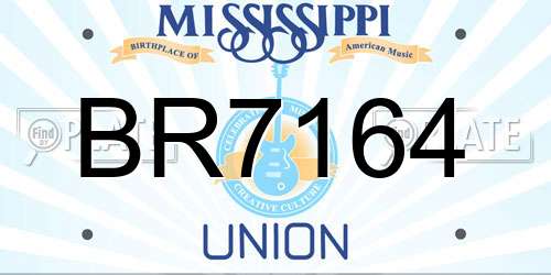 BR7164 Mississippi License Plate