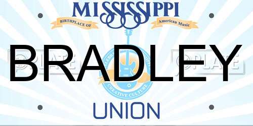 BRADLEY Mississippi License Plate