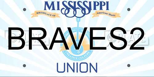 BRAVES2 Mississippi License Plate