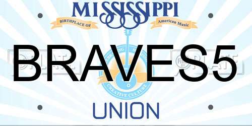BRAVES5 Mississippi License Plate