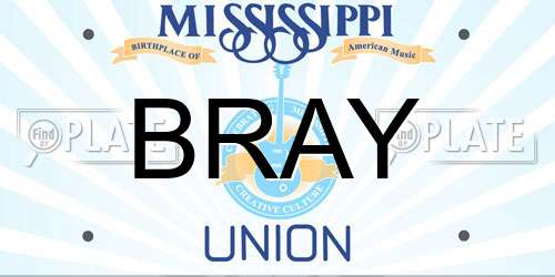 BRAY Mississippi License Plate