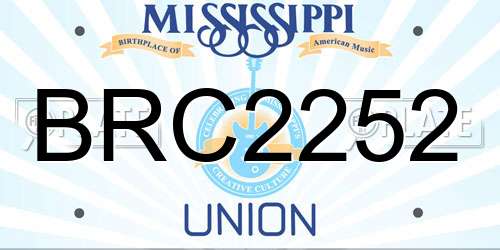 BRC2252 Mississippi License Plate