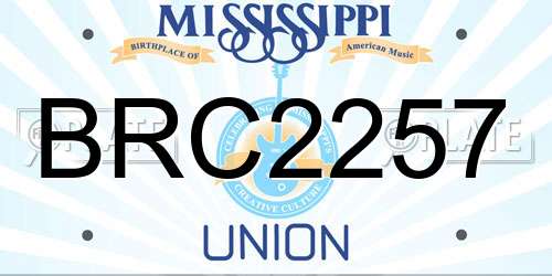 BRC2257 Mississippi License Plate