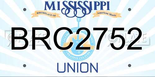 BRC2752 Mississippi License Plate