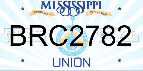 BRC2782 Mississippi License Plate