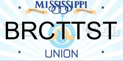 BRCTTST Mississippi License Plate