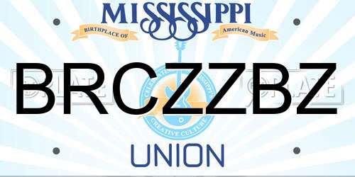 BRCZZBZ Mississippi License Plate