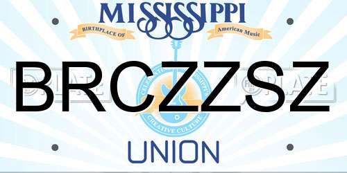 BRCZZSZ Mississippi License Plate