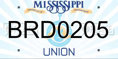 BRD0205 Mississippi License Plate